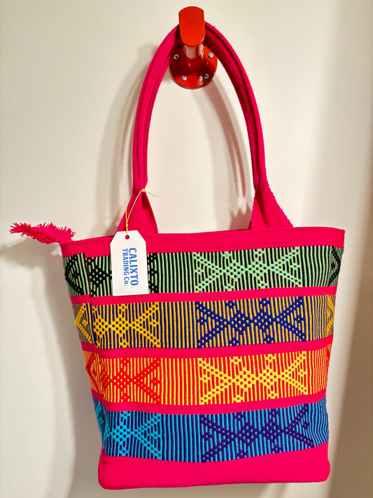 Extra Large Woven Multi-Colored Tote Bag