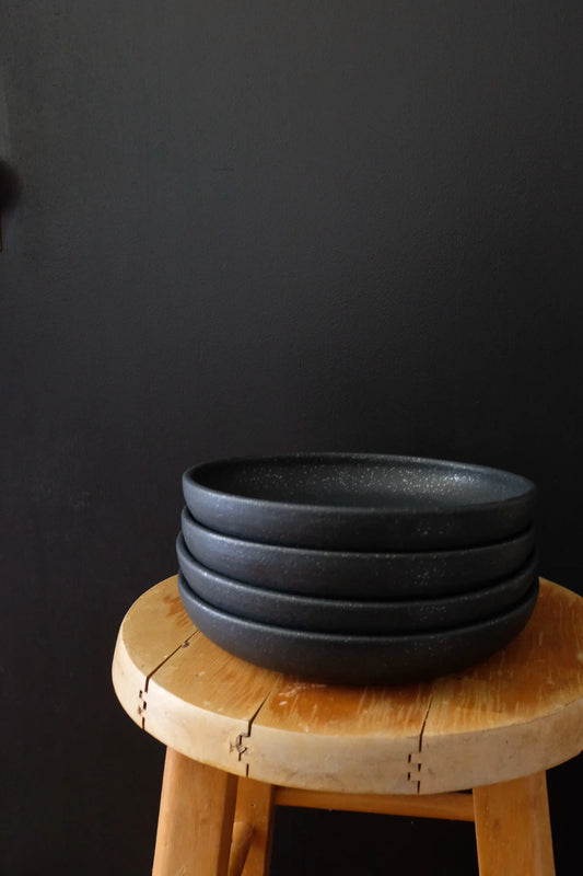Satin Black Shallow Entree Bowl