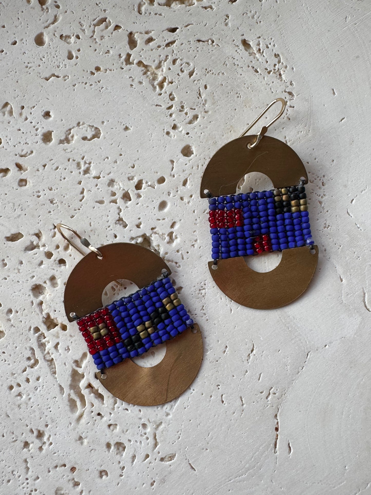 Brass Beaded Arch Earrings // Brass