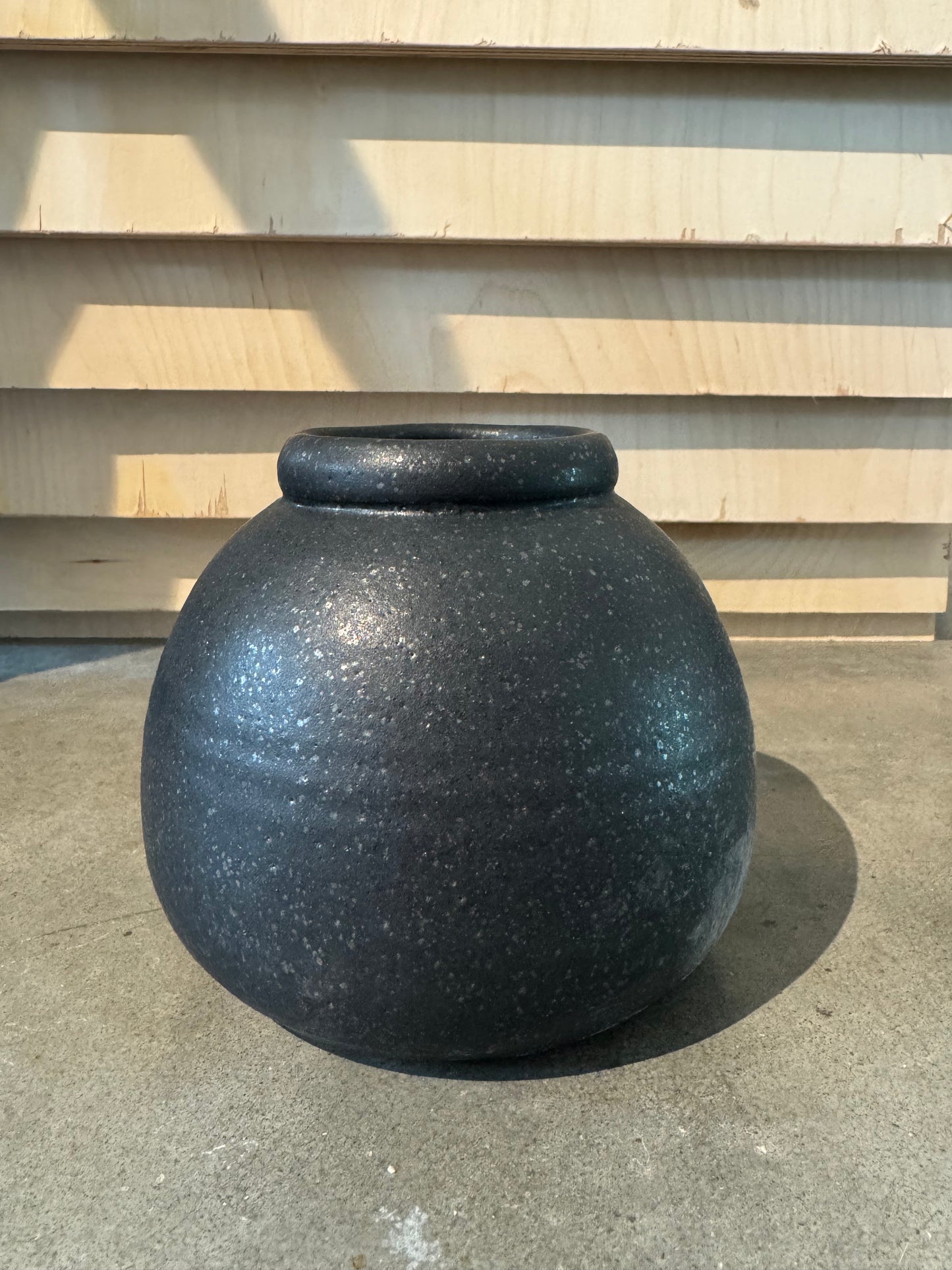 Round Matte Black Vase