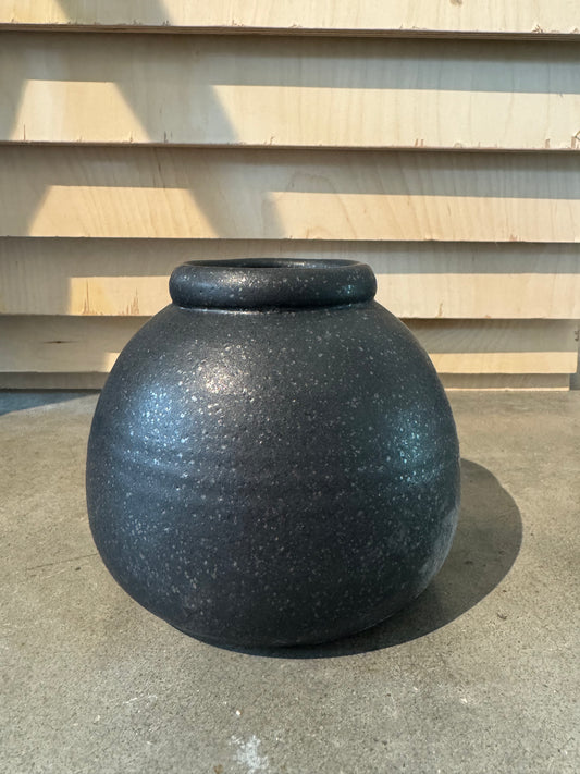 Round Matte Black Vase