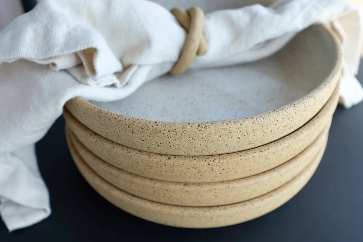 Raw Speckled Shallow Entree Bowl