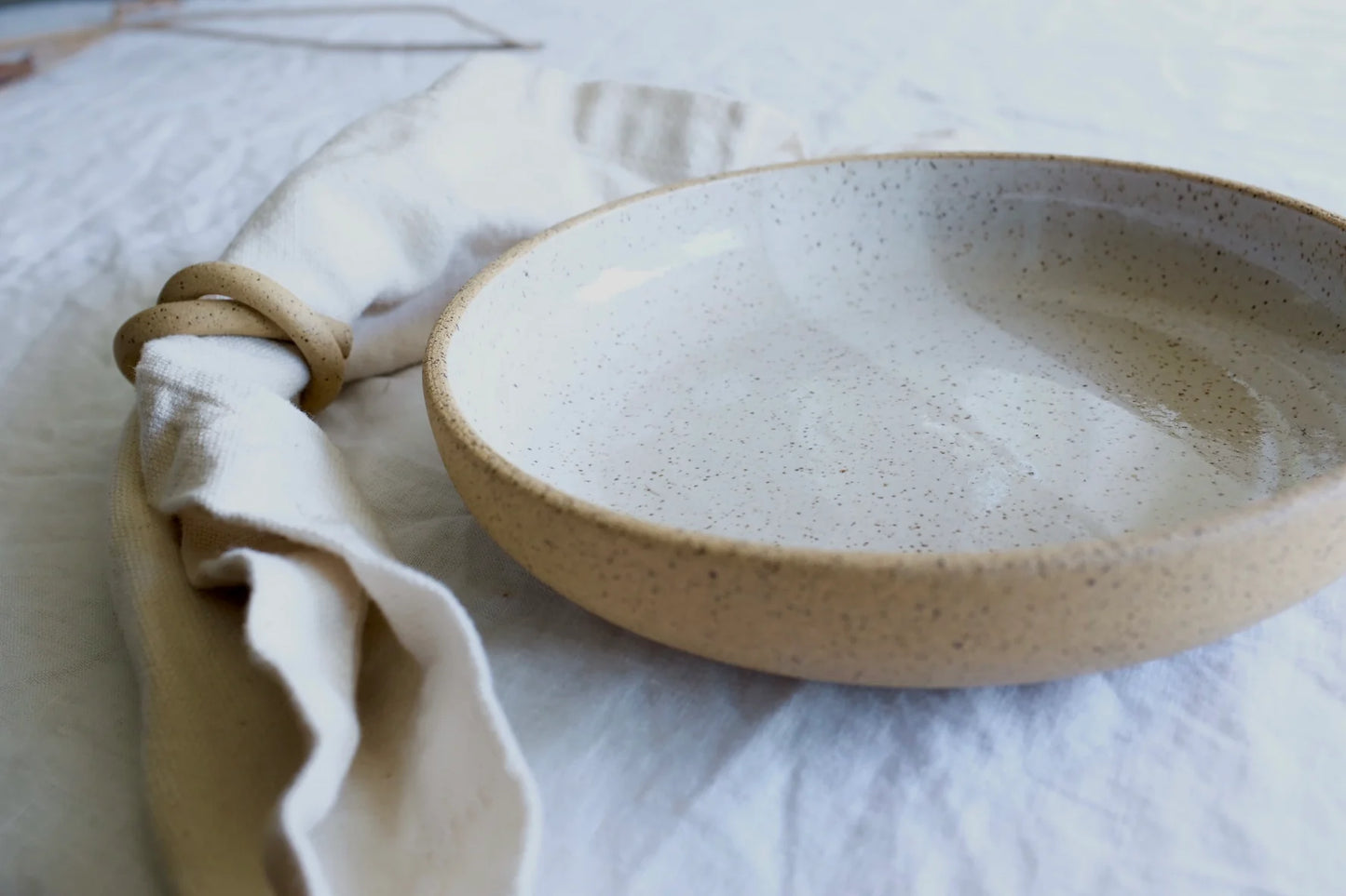 Raw Speckled Shallow Entree Bowl
