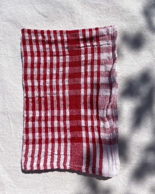 Handloom Check Organic Cotton Waffle Towel