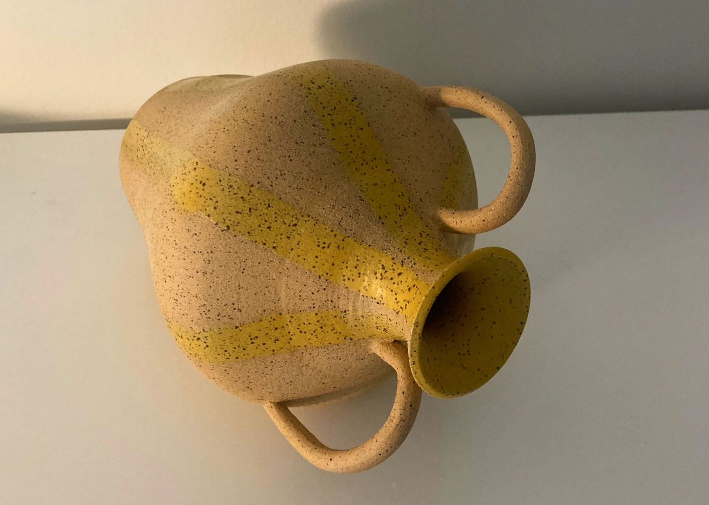 Yellow Striped Amphora Vase