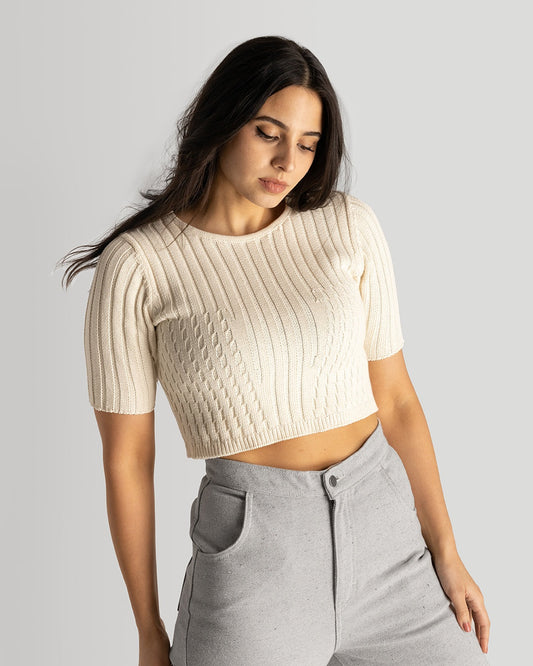 Cream Knit Shirt Reversible | XS-3X