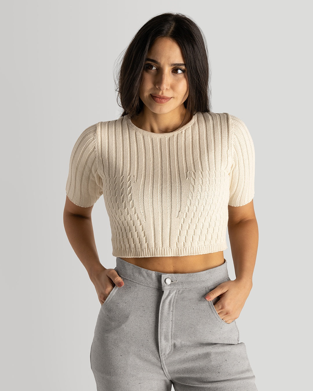 Cream Knit Shirt Reversible | XS-3X