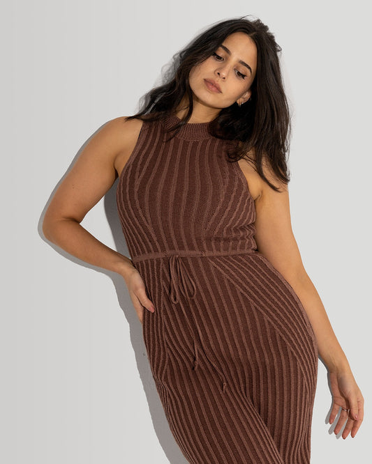 Maroon + Toffee Knit Two Tone Dress | XS-3X