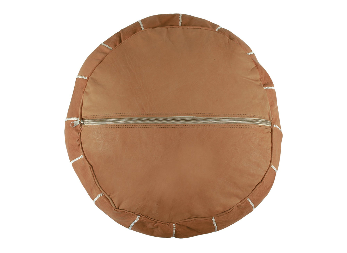 Classic Tan Leather Pouf - Modern Myth Decor