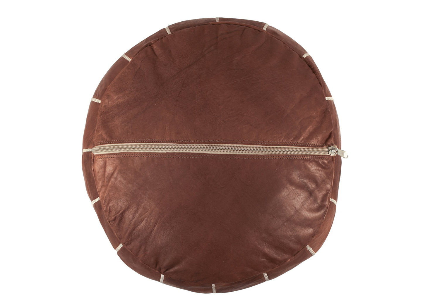 Mocha Leather Pouf - Modern Myth Decor