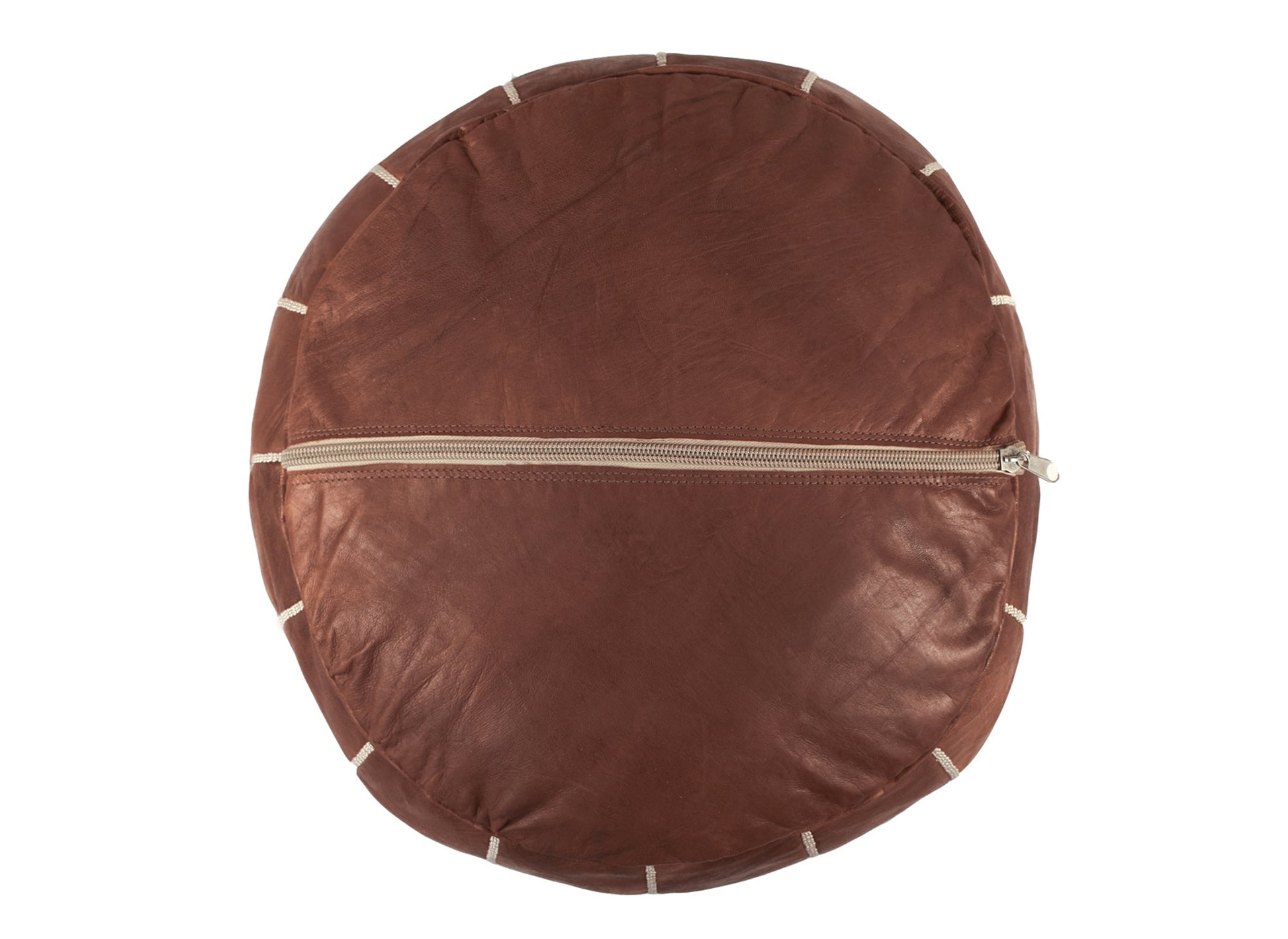 Mocha Leather Pouf - Modern Myth Decor