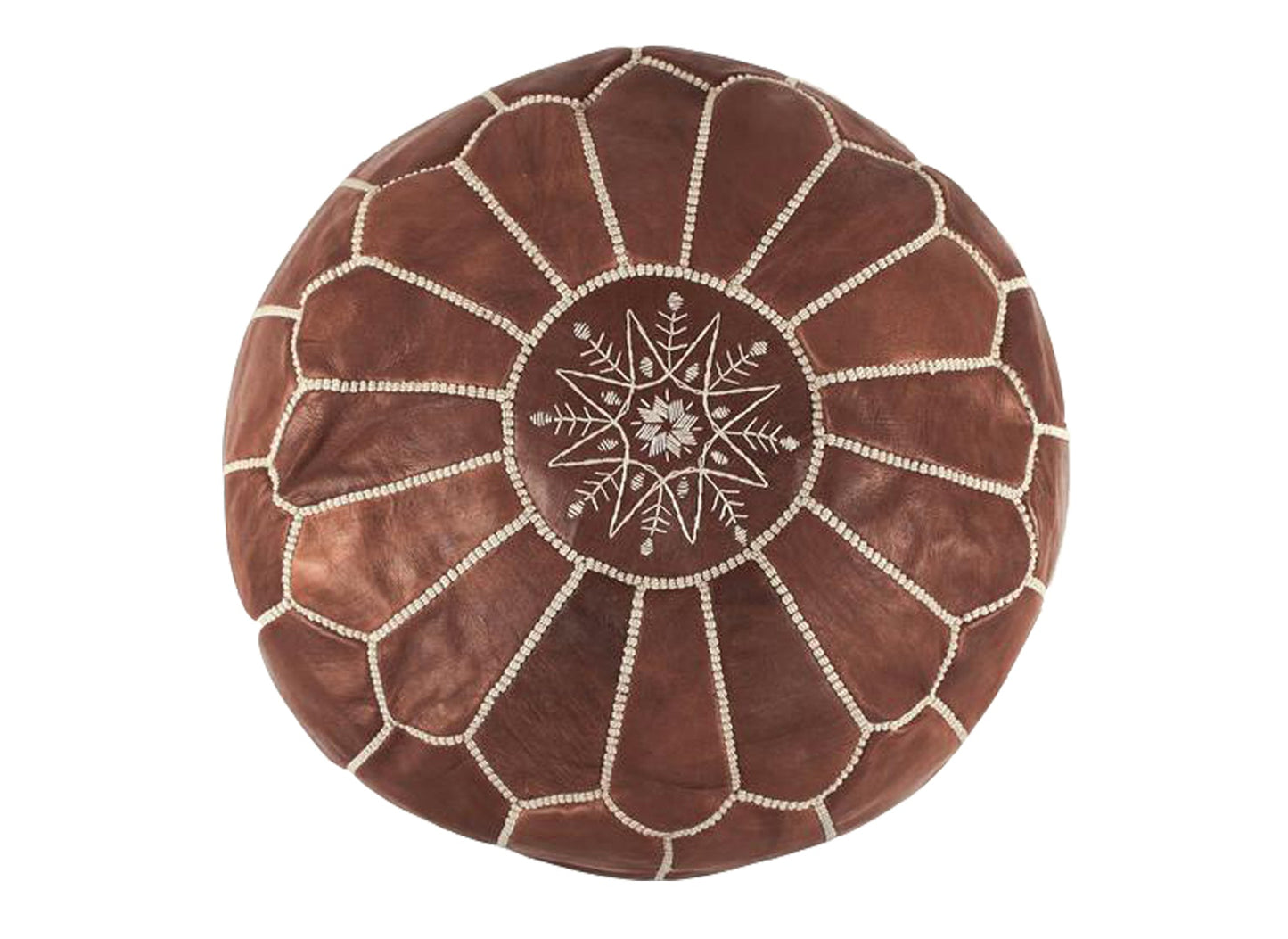 Mocha Leather Pouf - Modern Myth Decor