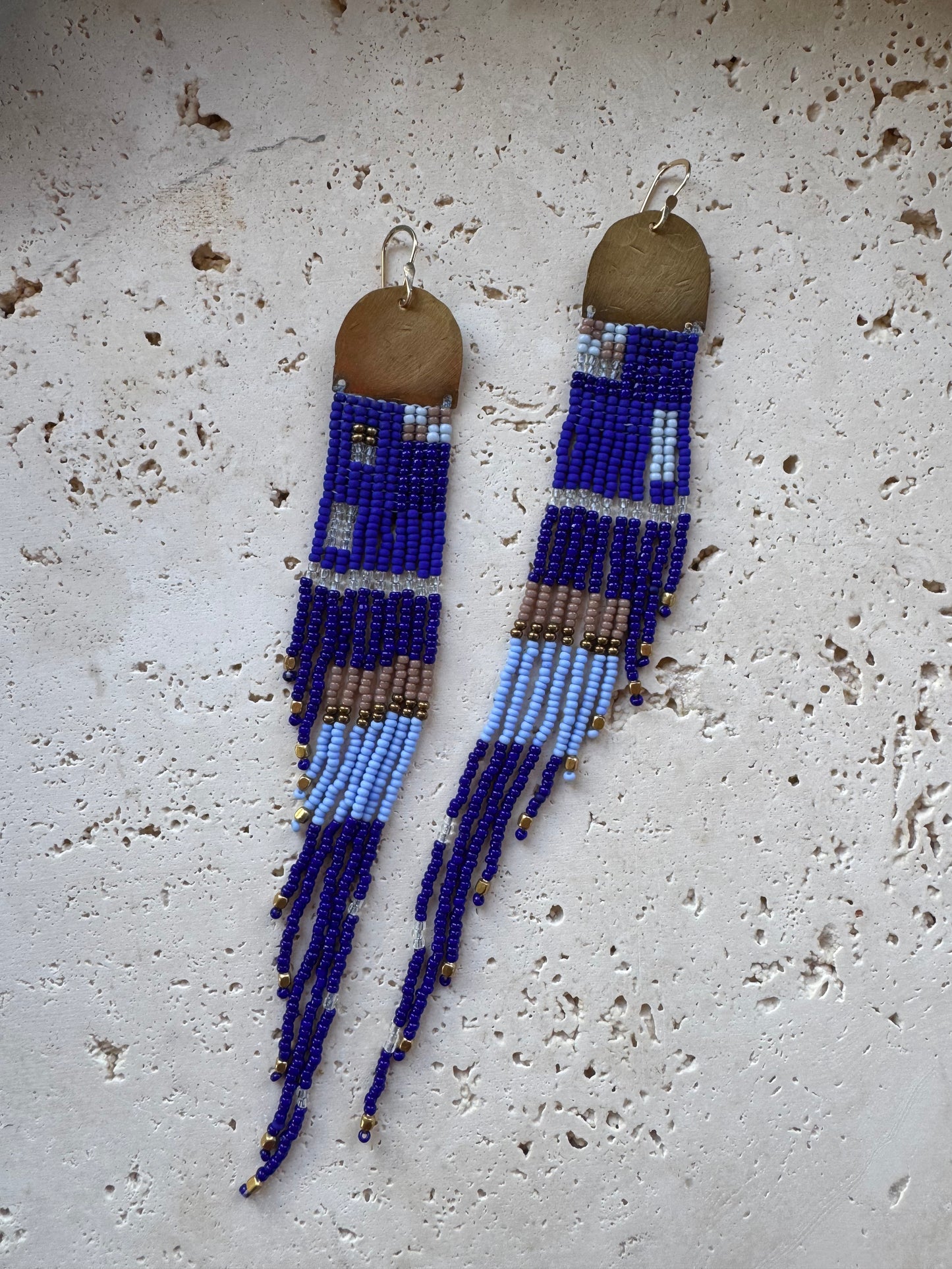 BRASS LEAH EARRINGS // SHADES OF BLUE