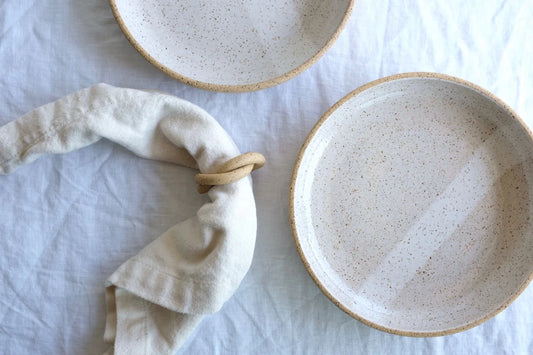 Raw Speckled Shallow Entree Bowl