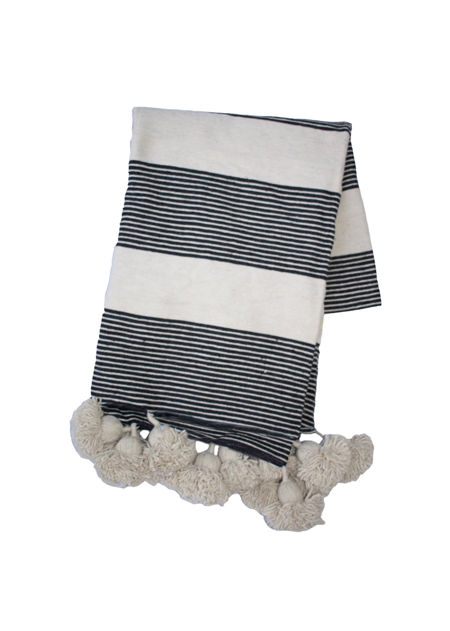 Stripe Moroccan Pom Pom Blanket - Modern Myth Decor